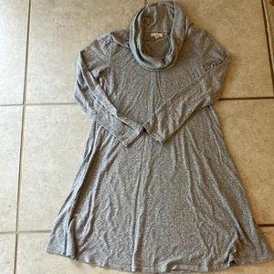 Cowl Neck Gray Sweater Dress